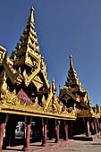 Bagan Myanmar. Shwezigon pagoda. perfumed chambers ancillary temples housing standing bronze Buddha images. 